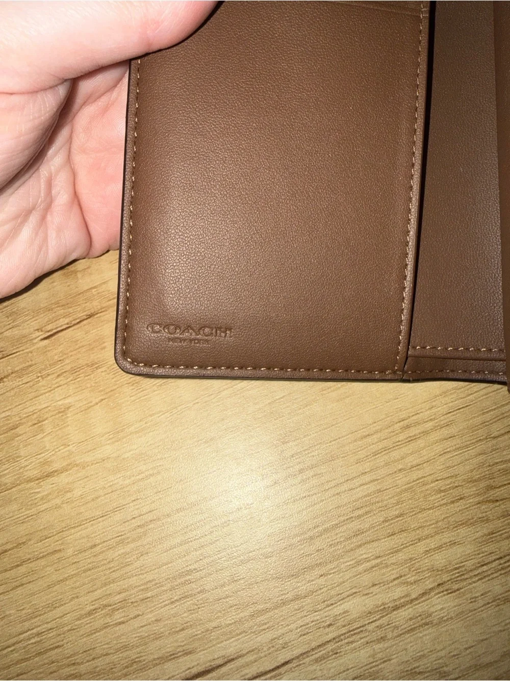 Coach Brown Signature Compact Card Wallet - Picture 5 of 9
